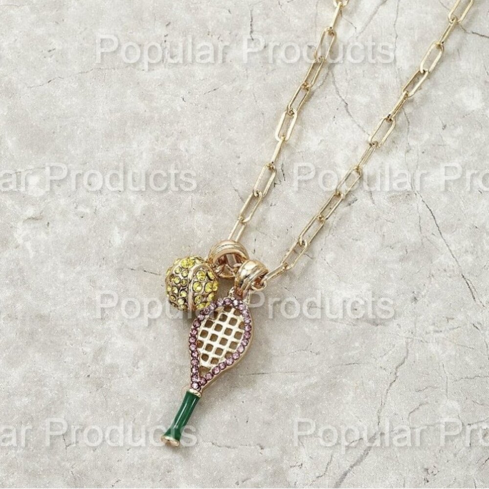 Tennis Motif Charm Necklace
